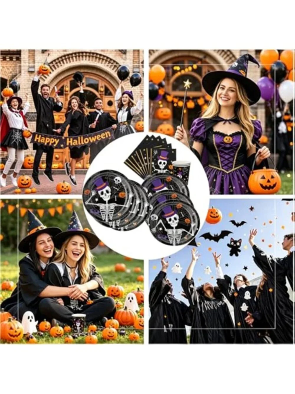 150PCS Serve 16 Halloween Plates and Napkins Halloween Party Decorations